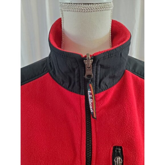 Vtg LL Bean Polartec Wind Pro Fleece Jacket USA Made Red & Black Full Zip Mens L - Picture 5 of 16
